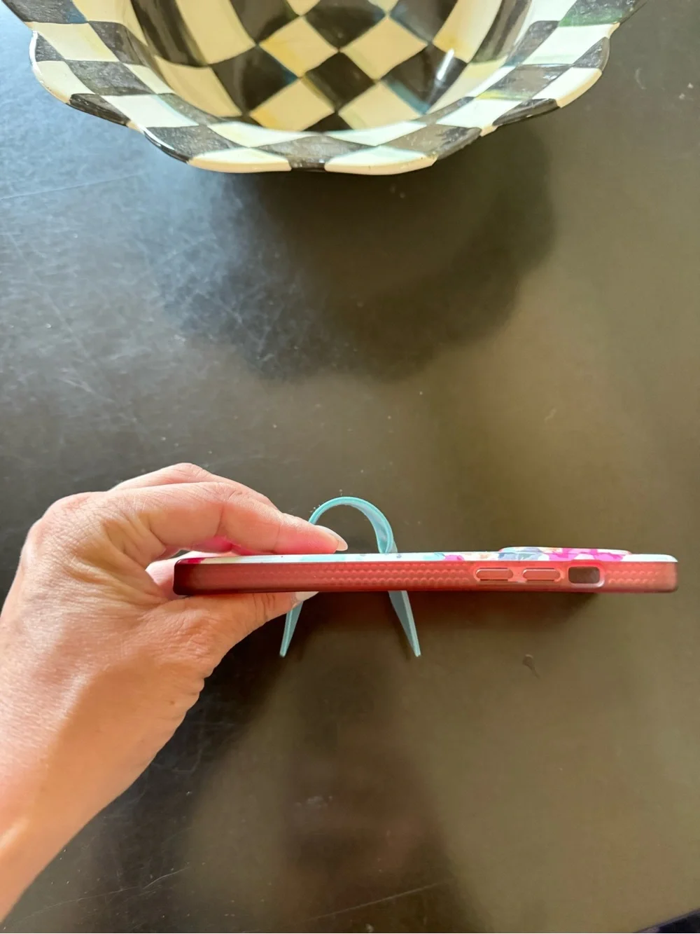 Loopy Case Floral Phone Case with Pink Flowers and Teal Loop